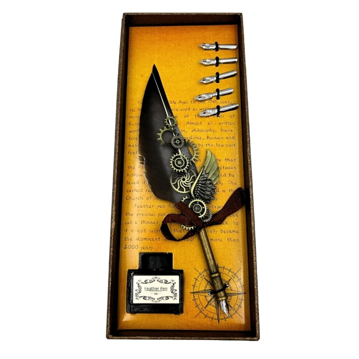 Zestaw do Kaligrafii Retro z Piórem Gęsim i 6 Stalówkami